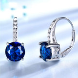 Round Blue Nano Sapphire Branching Nature Pendant Necklace in 0.925 White Sterling Silver With Chain (MDS210016)