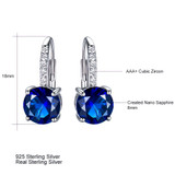 Round Blue Nano Sapphire Branching Nature Pendant Necklace in 0.925 White Sterling Silver With Chain (MDS210016)