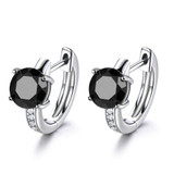 Round Black Spinel TeardropPendant Necklace in 0.925 White Sterling Silver With Chain (MDS210025)