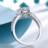 Cushion White Cubic Zirconia Solitaire with Accents Pendant Necklace in 0.925 White Sterling Silver With Chain (MDS210026)