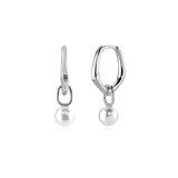 Pear Blue Freshwater Pearl 4-Prong Solitaire with Accents Pendant Necklace in 0.925 White Sterling Silver With Chain (MDS230068)