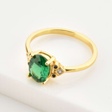 2 1/2 CTW Oval Green Lab Created Cubic Zirconia  Braided Solitaire with Accents Cocktail Ring in 0.925 Sterling Silver (MDS230124)