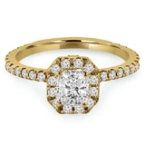 2/3 CTW Radiant Diamond Radiant Halo Engagement Ring in 14K Yellow Gold with Accents (MD200088)