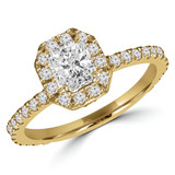 2/3 CTW Radiant Diamond Radiant Halo Engagement Ring in 14K Yellow Gold with Accents (MD200088)