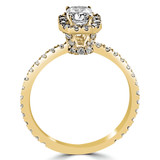 2/3 CTW Radiant Diamond Radiant Halo Engagement Ring in 14K Yellow Gold with Accents (MD200088)