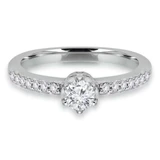 2/5 CTW Round Diamond Solitaire with Accents Engagement Ring in 14K White Gold (MD180077)