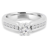 4/5 CTW Round Diamond Solitaire with Accents Engagement Ring in 18K White Gold with Channel Set Accents (MD160229)