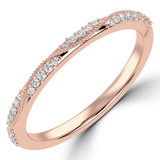 Round Lab Created Diamond Twisted Semi-Eternity Wedding Band Ring in Rose Gold (MVSXB1114-R)
