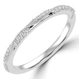 Round Lab Created Diamond Twisted Semi-Eternity Wedding Band Ring in White Gold (MVSXB1114-W)
