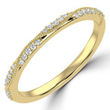 Round Lab Created Diamond Twisted Semi-Eternity Wedding Band Ring in Yellow Gold (MVSXB1114-Y)