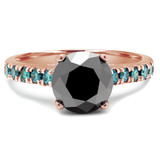 2 1/3 CTW Round Black Diamond Solitaire with Accents Engagement Ring in 14K Rose Gold (MD160186)