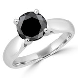 2 CT Round Black Diamond Solitaire Engagement Ring in 14K White Gold (MD160320)