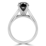 2 CT Round Black Diamond Solitaire Engagement Ring in 14K White Gold (MD160320)