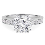 3/5 CTW Round Diamond Double Prong Solitaire with Accents Engagement Ring in 14K White Gold (MD170220)