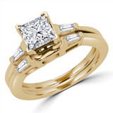 1 1/2 CTW Princess Diamond Three-Stone Engagement Ring in 14K Yellow Gold (MD180115)