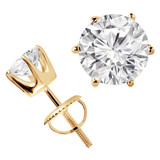 1/5 CTW Round Diamond 6-Prong Solitaire Stud Earrings in 14K Yellow Gold (MD180290)