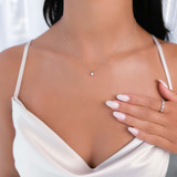 1/6 CT Round Diamond Solitaire Pendant Necklace in 14K White Gold (MD180382)
