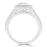 1 1/4 CTW Princess Diamond Bezel Set Halo Engagement Ring in 14K White Gold (MD180475)