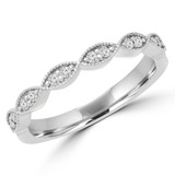 1/8 CTW Round Diamond Vintage Semi-Eternity Wedding Band Ring in 14K White Gold (MD180597)