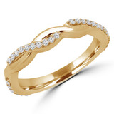 1/5 CTW Round Diamond Twist Semi-Eternity Wedding Band Ring in 10K Yellow Gold (MD190038)