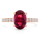 1 9/10 CTW Oval Red Tourmaline & Round Diamond Hidden Halo Cocktail Engagement Ring in 14K Rose Gold (MD190074)