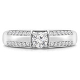 2/5 CTW Round Diamond Solitaire with Accents Engagement Ring in 14K White Gold (MD190116)