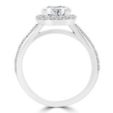 1 1/5 CTW Round Diamond Cathedral with Open Bridge Halo Engagement Ring in 14K White Gold with Accents (MD190206)