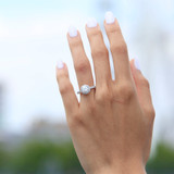 1 1/5 CTW Round Diamond Cathedral with Open Bridge Halo Engagement Ring in 14K White Gold with Accents (MD190206)