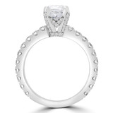 2 1/5 CTW Cushion Diamond Solitaire with Accents Engagement Ring in 14K White Gold (MD190262)