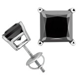 2/5 CTW Princess Black Diamond Stud Earrings in 14K White Gold (MD190488)