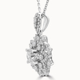 1 1/2 CTW Round Diamond Floral Halo Pendant Necklace in 18K White Gold (MD190531)