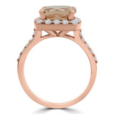 3 1/4 CTW Cushion Pink Morganite & Round Diamond Cushion Halo Cocktail Engagement Ring in 14K Rose Gold (MD190569)
