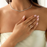 3 1/4 CTW Cushion Pink Morganite & Round Diamond Cushion Halo Cocktail Engagement Ring in 14K Rose Gold (MD190569)