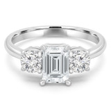 1 9/10 CTW Emerald Diamond 4-Prong Three-Stone Engagement Ring in 14K White Gold (MD200010)