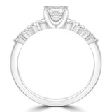 1 1/4 CTW Emerald Diamond Solitaire with Accents Engagement Ring in 14K White Gold (MD200039)