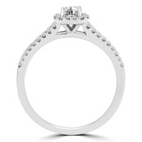 7/8 CTW Round Diamond Cathedral Split Shank Cushion Halo Engagement Ring in 14K White Gold with Accents (MD200212)