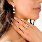 7/8 CTW Round Diamond Cathedral Split Shank Cushion Halo Engagement Ring in 14K White Gold with Accents (MD200212)