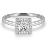 1/2 CTW Princess Diamond Halo Engagement Ring in 14K White Gold (MD200445)