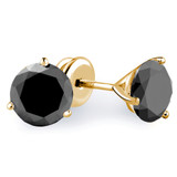 1 1/20 CTW Round Black Diamond 3-Prong Martini Solitaire Stud Earrings in 14K Yellow Gold (MD200493)