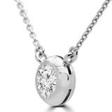 1/2 CT Round Diamond Bezel Necklace in 14K White Gold (MD200500)