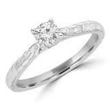 3/8 CT Round Diamond Solitaire Engagement Ring in 14K White Gold (MD200586)