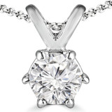 1/8 CT Round Diamond 6-Prong Solitaire Pendant Necklace in 14K White Gold (MD200607)