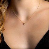 1/6 CT Round Diamond 4-Prong Solitaire Pendant Necklace in 14K Yellow Gold (MD200614)