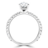 1 3/5 CTW Pear Diamond Hidden Halo Solitaire with Accents Engagement Ring in 14K White Gold (MD210014)