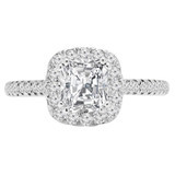 1 1/8 CTW Radiant Diamond Cushion Halo Engagement Ring in 14K White Gold with Accents (MD210018)
