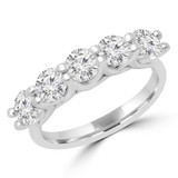 2 1/20 CTW Round Diamond Five-Stone Anniversary Wedding Band Ring in 14K White Gold (MD210122)