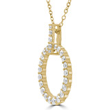 3/4 CTW Round Diamond Circle Pendant Necklace in 14K Yellow Gold (MD210280)
