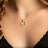 3/4 CTW Round Diamond Circle Pendant Necklace in 14K Yellow Gold (MD210280)
