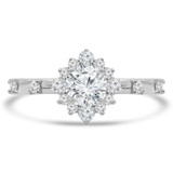 9/10 CTW Round Diamond Floral Halo Engagement Ring in 14K White Gold with Accents (MD220104)