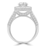 2 1/4 CTW Round Diamond Rollover Three-row Halo Engagement Ring in 14K White Gold with Accents (MD220155)